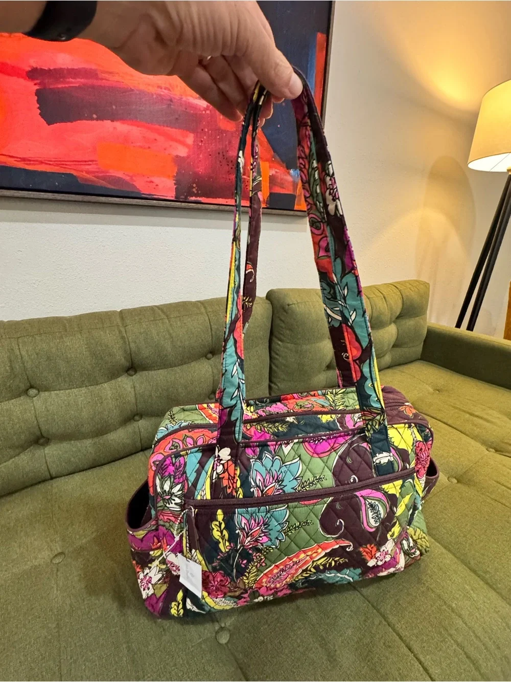 New Vera Bradley Quilted Paisley Floral Baby Bag in Plum, Pink, Teal, Yellow